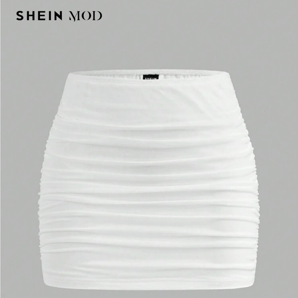 SHEIN White Draped Mini Skirt